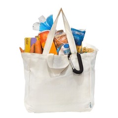 Bagify XL 3-Pack Reusable Tote Canvas Grocery Bags with Bonus Carabiner Hook