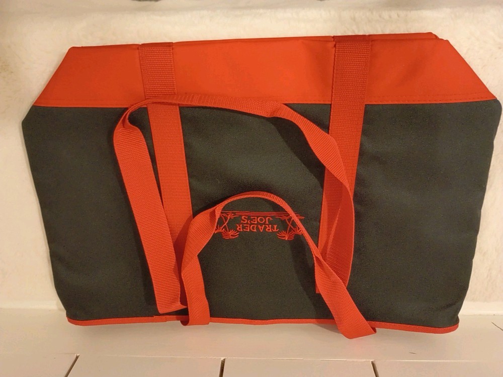 Brand New Trader Joe’s Black/Red Insulated Reusable 7 Gallon NWT In Stock!