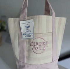 Trader Joe’s Limited Mini Canvas Pastel Striped Tote Bag 2026 Pink