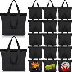 Canvas Tote Bags Bulk Blank Cotton Canvas Bag with Zipper Handles Reusable Pl…