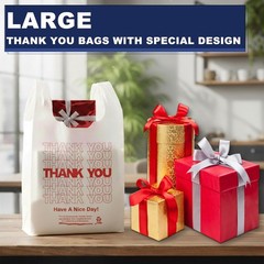 Reusable White Thank You T-Shirt Bags – 200PCS Grocery Shopping & Supermarket Ba
