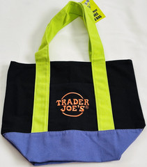 Trader Joes Halloween Mini Canvas Tote Bag Embroidered Logo Double Handles