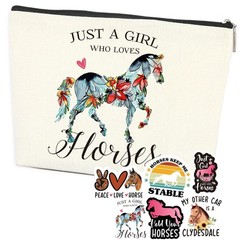 Horses Gifts Girls Horse Cosmetic Bag and 5 Piece 9.7 x 7 inches, GirlHorse