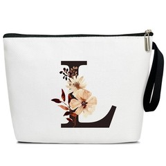 GaNiao A-Z Personalized Makeup Bag Boho Floral Letter L Initial Multicolor