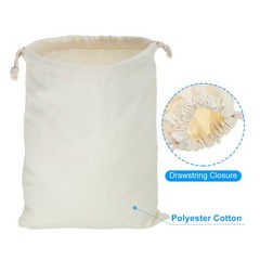 2pcs Polyester Cotton Reusable Drawstring Bags, 12×15″ Dust Bags, Cream