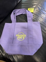 NEW W/ TAGS TRADER JOE’S HALLOWEEN MINI CANVAS TOTE BAG Green/Black/Purple