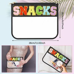 Patelai 3 Pcs Chenille Letter Zipper Travel, Stuff, Snacks, Classic Color