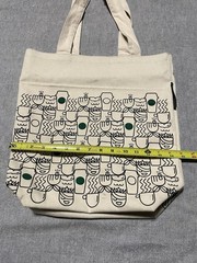 Starbucks Canvas Tote Bag Lined Reusable All-Over Cups Beige/Green 15x12x5