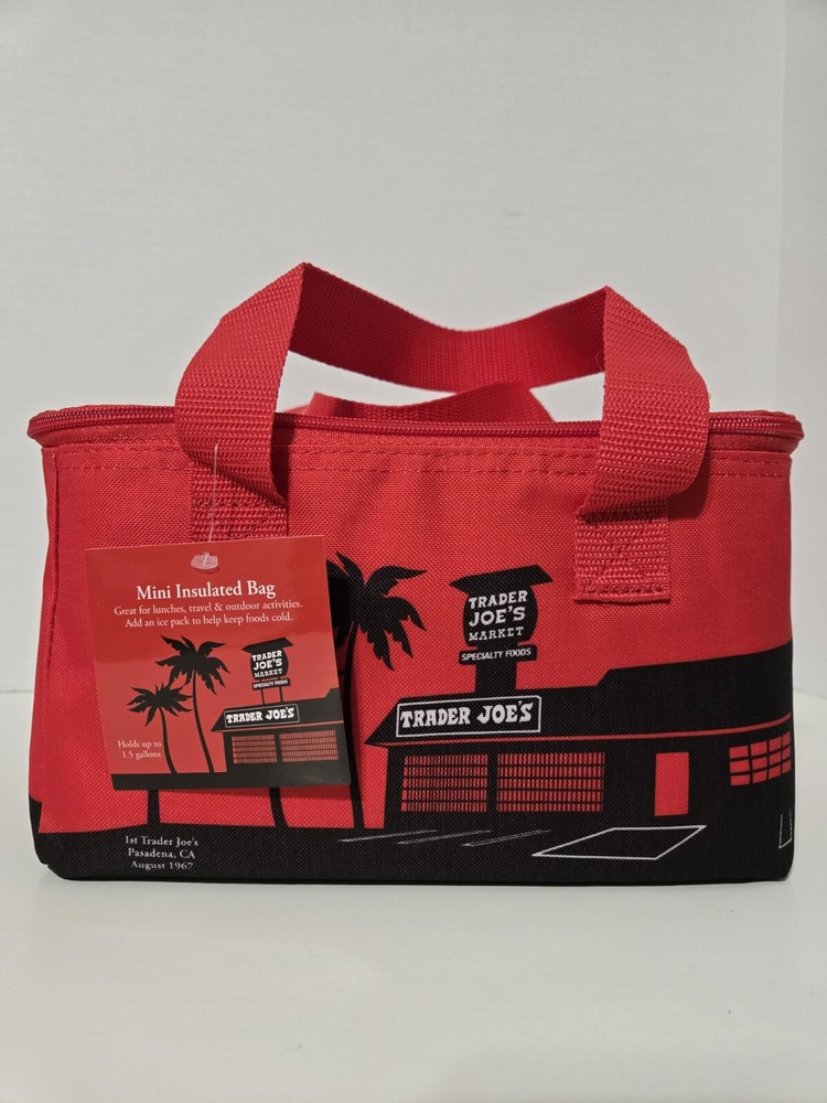 Trader Joe’s Mini Insulated Cooler Red Tote Lunch Bag Holds Up To 1.5 Gallons