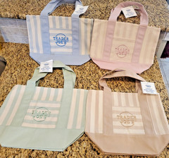 CHOICE (1) Trader Joe’s Mini Pastel Stripe Canvas Tote Bag Limited Edition NWT
