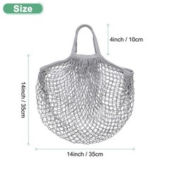 1-Pack Reusable Washable Mesh Net String Grocery Bags [Gray,Short Handle]