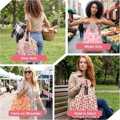 4 PCS Reusable Bags Foldable,Foldable Reusable Bag,Reusables Foldables Grocery