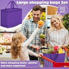 Windyun Reusable Grocery Bags Large Non Woven Shopping Bags with Handles Fold…