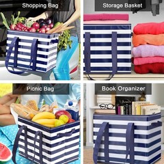 WISELIFE 6 Pack Reusable Grocery Bags Large Water Resistant Grocery Collapsib…