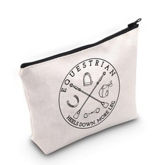 BLUPARK Equestrian Inspired Zipper Bag Horseback Riding Heels Down Off White