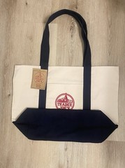 Trader Joe’s Reusable Canvas Large Tote Bag Heavy Cotton Blue White