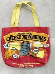 Trader Joes ReusableCHEESE ADVENTURES Shopping Grocery Tote Bag Washable Canvas