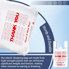 White Thank you T shirt bag, Grocery shopping bag Reusable and Disposable Superm