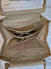 💥 TRADER JOE’S Reusable Jute WINE BAG 6 Bottle Beverage Tote RARE
