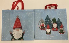 Tesco Gonk Gnome Christmas Tote Bag Tree Snow Flake Heart Blue 2022 Holiday New