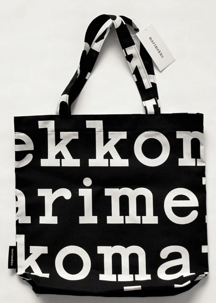 Marimekko Notko Logo bag, black/white 33×39,5cm