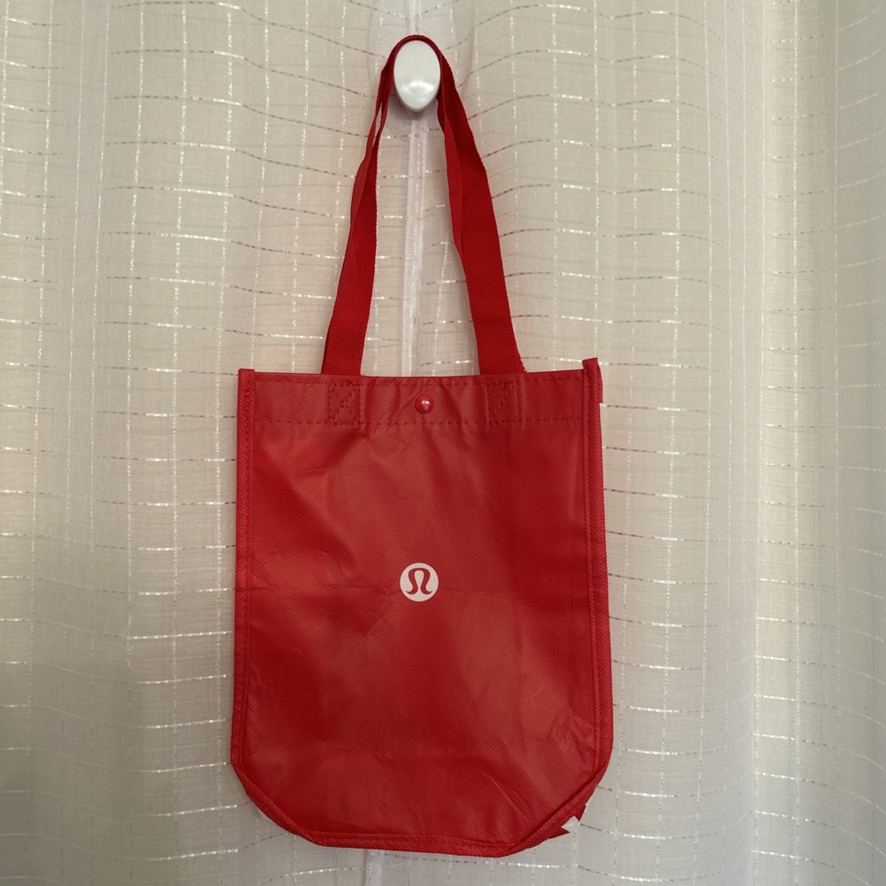 Lululemon Small Red And White Logo Reusable Shopping Bag Logo Read Out READ