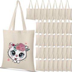 Reginary 36 Pack Canvas Tote Bags Blank Plain Canvas Bag Lightweight Reusable…