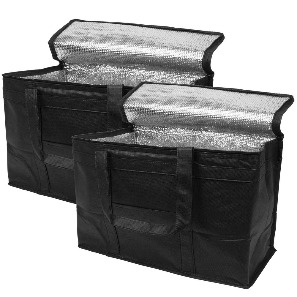 Black Thermal Pizza Bag 23×14.5×15, Pack of 2 Insulated Food Delivery Bags