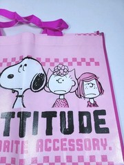 Peanuts New Snoopy & Gang My Attitude Reusable Shopping Bag Grocery Bag