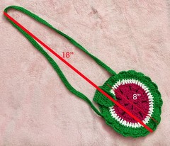 Handmade Crochet Watermelon Crossbody Bag Red Green Cotton Kids Teen Purse D-8″