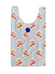 Reusable Shopping Tote Bag Foldable Cotton Fabric Roses Washable Retro Vintage