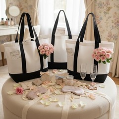 16 x 14 Canvas Tote Bags with 2 Pocket, Bulk Zipper Totes Reusable Blank Subl…