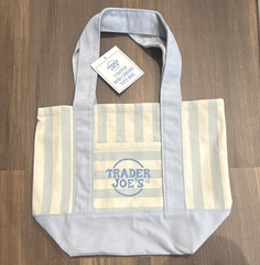 [LIMITED EDITION] Trader Joe’s Striped Mini Canvas Tote Bag Blue/Cream