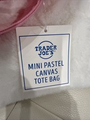 Trader Joe’s Mini Canvas Single Tote Bag Spring 2026 Pink New With Tag
