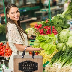 Santa Barbara Design Studio Main Street Farmers Market Tote, Reusable Burlap …