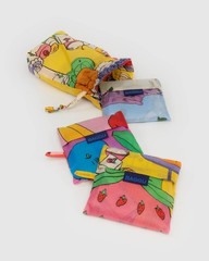 BAGGU Set of 3 Standard Size Reusable Grocery Bags Still Life Cat Fruit Cake NEW