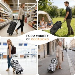 Large Foldable Wheeled Shopping Bag, Insulated Waterproof Reusable Grocery Bag,