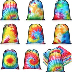 CUNNO 24 PCS 7X5 INCH TIE DYE DRAWSTRING BAGS TIE DYE GOODIE BAGS COLORFUL
