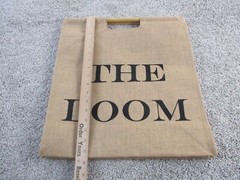 The Loom Reusable Tote Burlap Wood Handles Large Shop Sustainable Beige EUC
