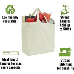 Large Cotton Canvas Tote Bags – 2 Sizes – Reusable – Heavy Wt Fabric – Threadart