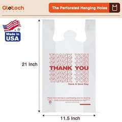 Glotoch Plastic Thank You Bags 1000 Count, 11.5″ x 6.5″ x 1000 White