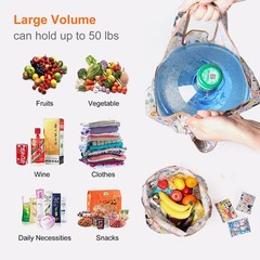 2 Pack Reusable Grocery Shopping Bag Foldable Ripstop 40LBS Heavy Duty