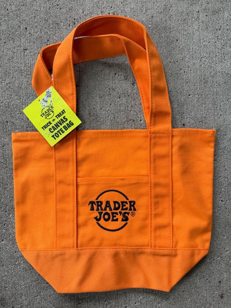 Trader Joes Mini Canvas Halloween Tote Bag 2025 Release-New With Tags-ORANGE