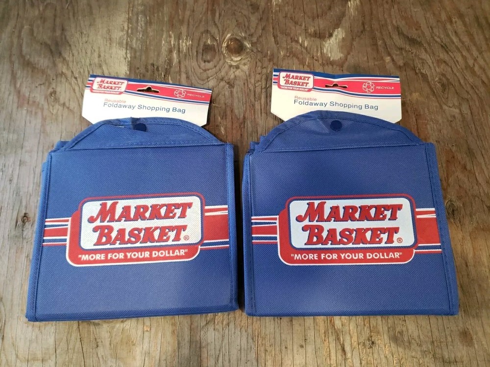 2 Demoulas Market Basket Foldaway Reusable Shopping Bags-New!