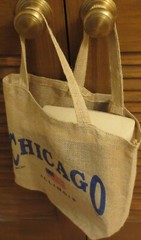 60 Tote Bag Chicago Printing Both Side Jute Reusable 14×12 Bottom Gusset $1.35