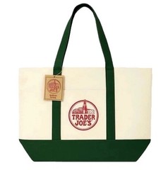 TRADER JOE’S LARGE CANVAS COTTON REUSABLE LARGE GREEN FARMERS MARKET TOTE NWT
