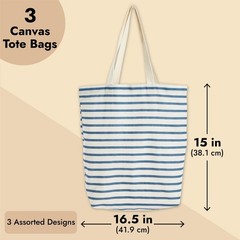 Juvale Canvas Tote Bag Set – Durable Polycotton Fabric Grocery Small, Multi