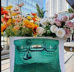 Stylish Large Foldable Reusable Shopping Bag, green Handles