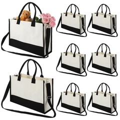 8 Pcs Reusable Burlap Tote Bags​, 15.7 x 11.8 x 6.3 in Laminated Jute Shoppin…
