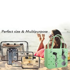 3 Packs Clear Beach Tote Bag Accessories suitable for Bogg Insert Black